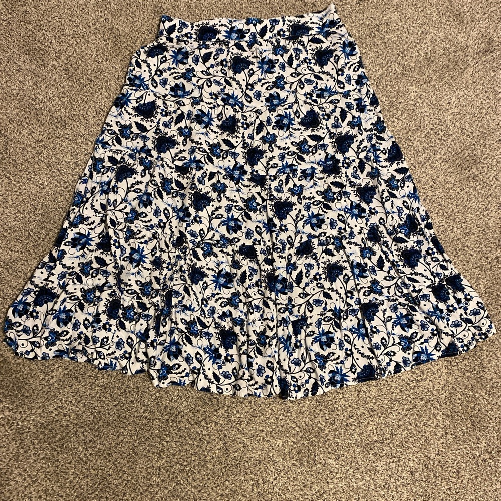 Soft Surroundings Blue and White Floral A-Line Skirt